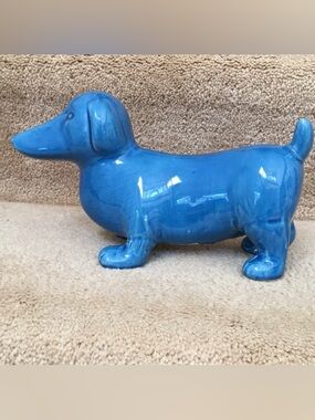 Dachshund decor piece in blue.
